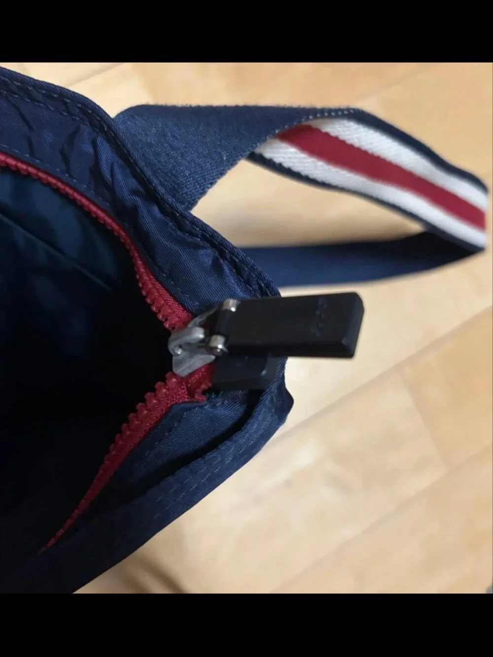 Gucci Navy Crossbody Messenger Bag with Red and White Web Stripes